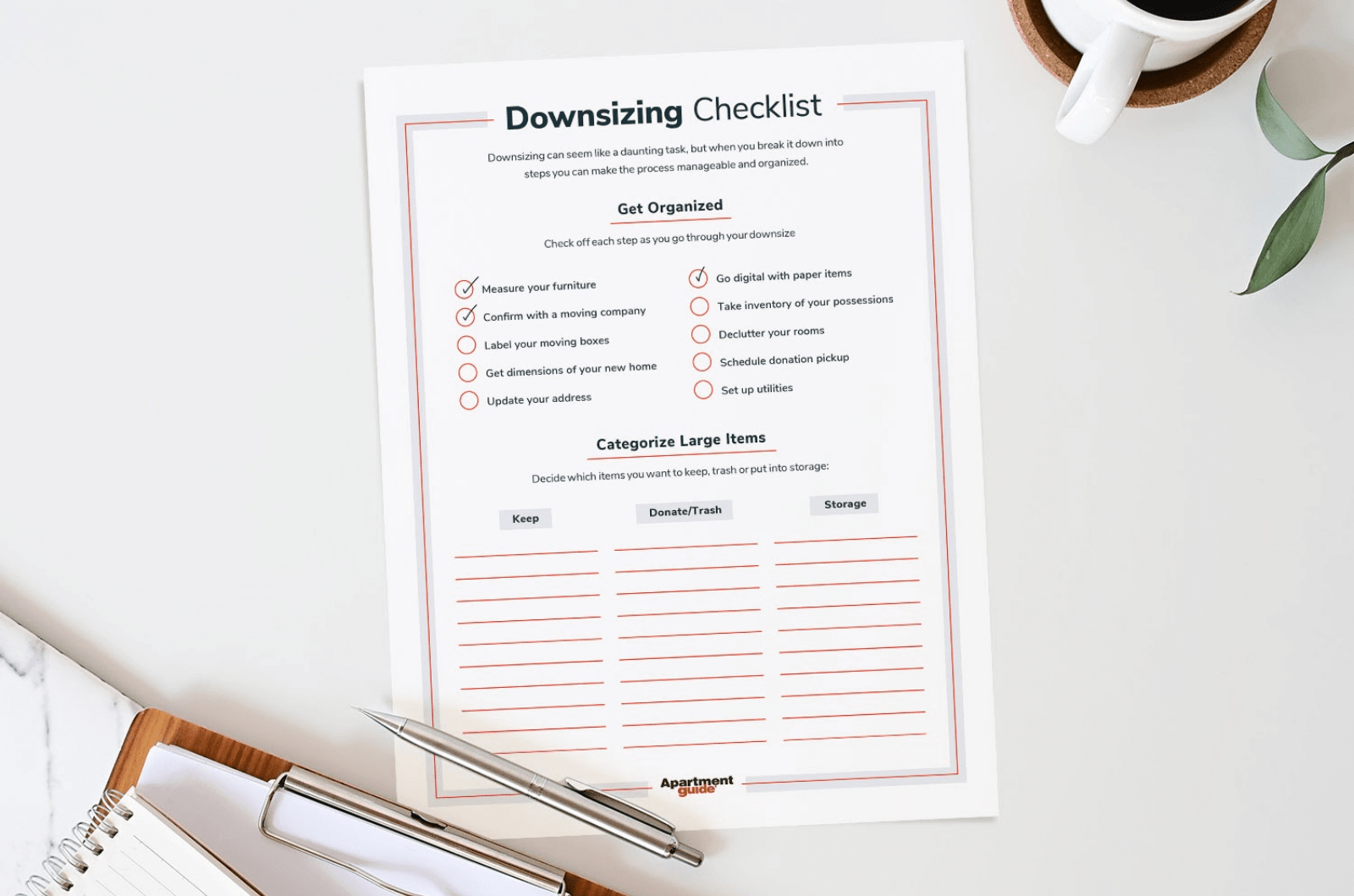 downsizing and moving checklist